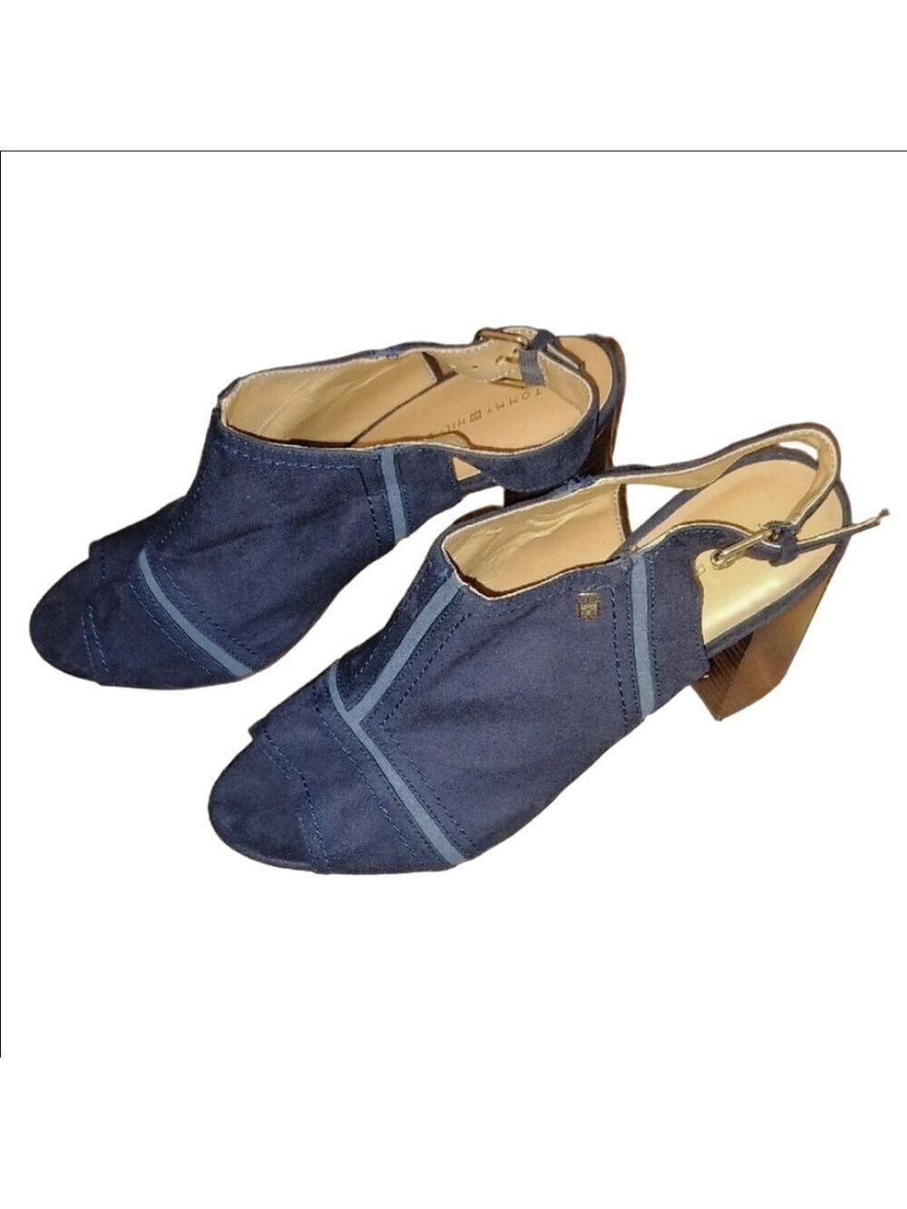 Tommy Hilfiger Blue Slingback Heels Asymmetrical Design - Picture 5 of 7